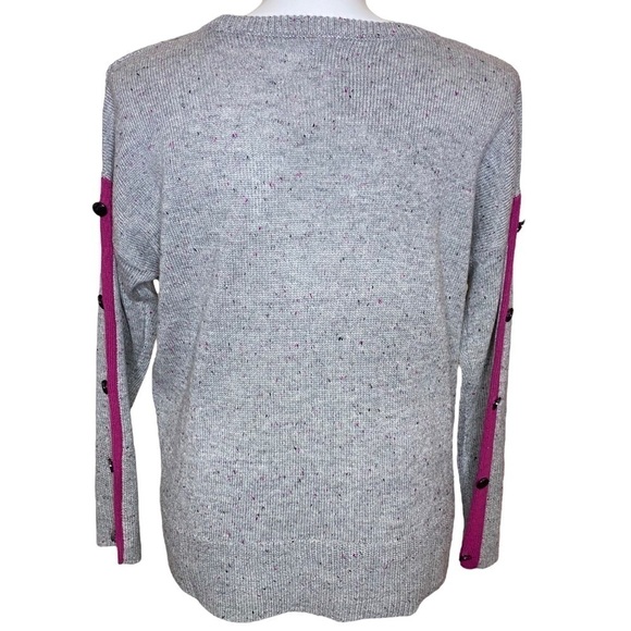 Dressbarn Sweater Grey With Pops of Color Button Sleeve Accents Size XL - Picture 3 of 8
